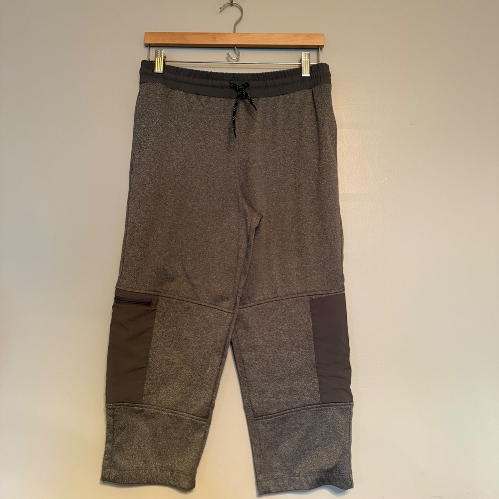 Lands‎ End Boys XL 14H-16H Gray Heathered Fleece Cropped Jogger Utility Zipper